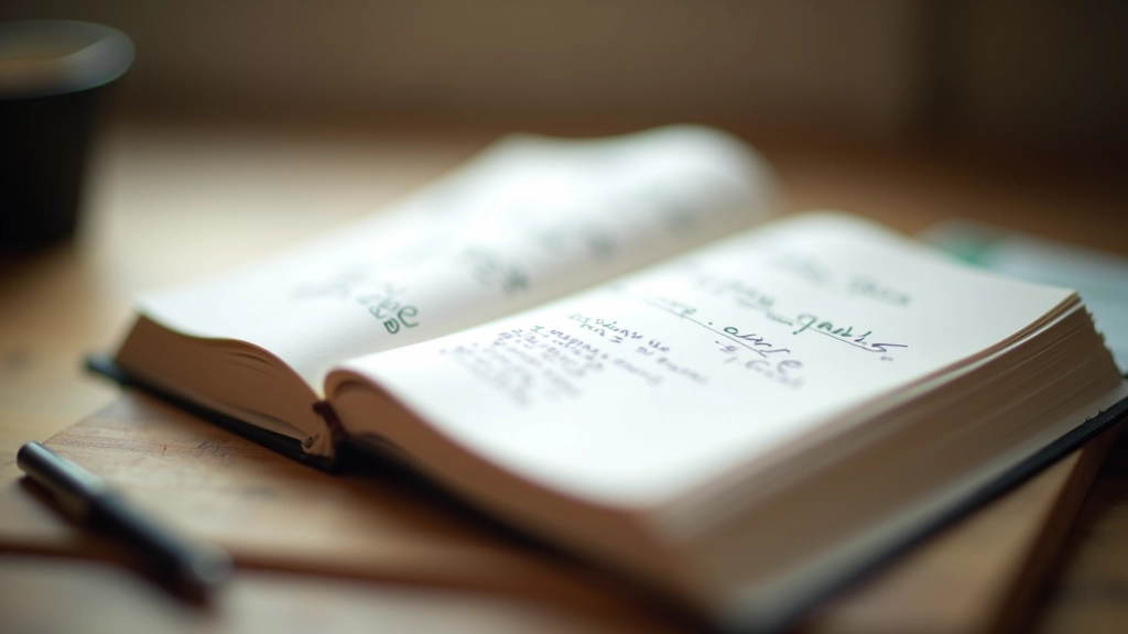 Notes manuscrites et journal ouvert montrant des schémas émotionnels identifiés et documentés