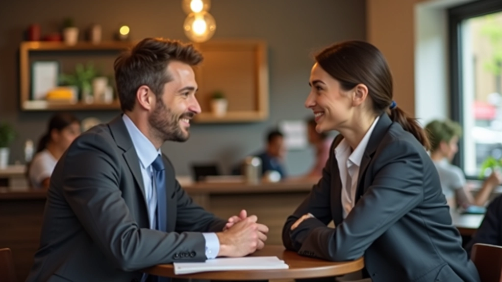 Deux personnes écoutant attentivement lors d'une conversation en face-à-face dans un café calme